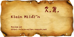 Klein Milán névjegykártya